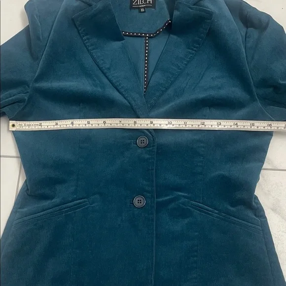 ZILCH Teal Blazer 2 Button Up Front Fitted Classic Sz XS - Picture 10 of 15